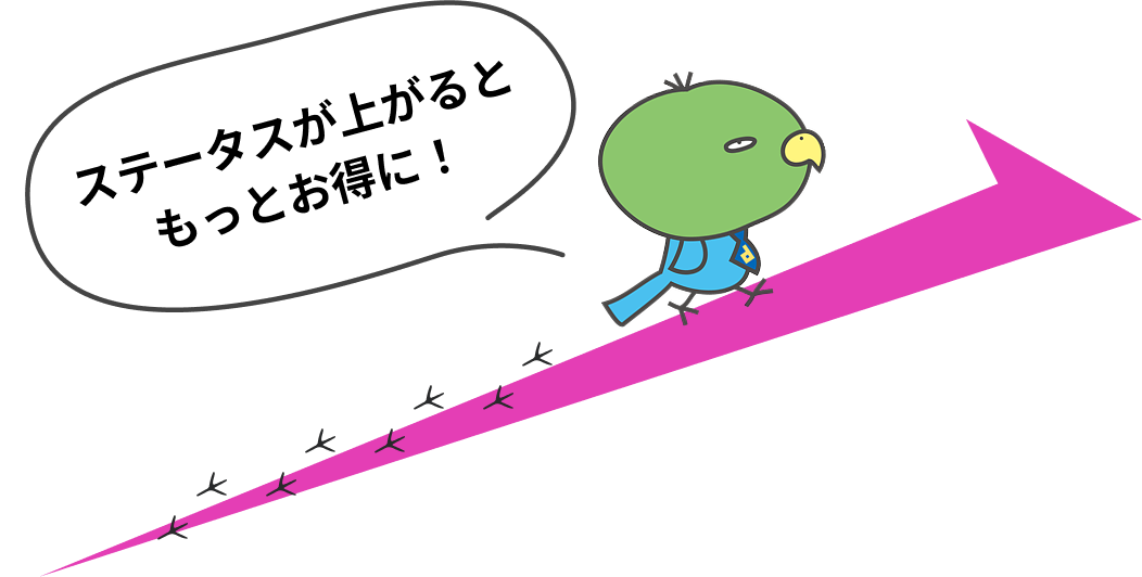 ステータスが上がるともっとお得に！